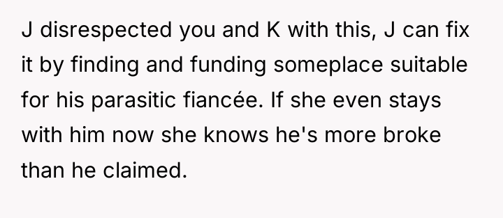 J disrespected you and K with this, J can fix...
