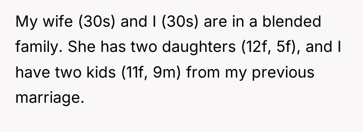 My wife (30s) and I (30s) are in a blended...