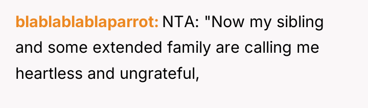 blablablablaparrot NTA: "Now my sibling and some extended family are...