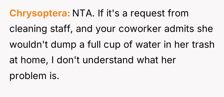 Chrysoptera NTA. If it's a request from cleaning staff, and...