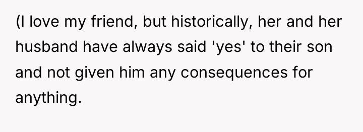 (I love my friend, but historically, her and her husband...