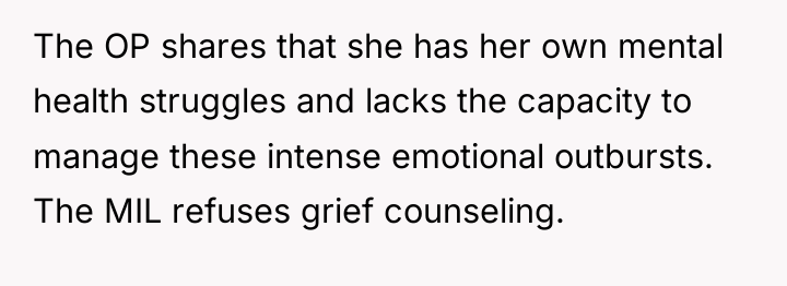 The OP shares that she has her own mental health...