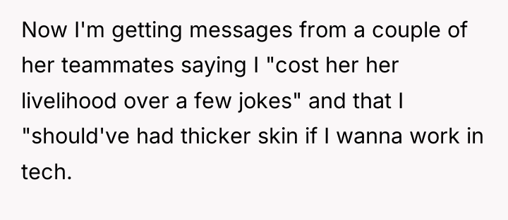 Now I'm getting messages from a couple of her teammates...