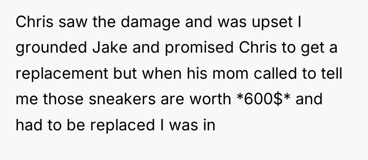 Chris saw the damage and was upset I grounded Jake...