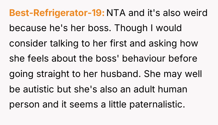 Best-Refrigerator-19 NTA and it's also weird because he's her boss....