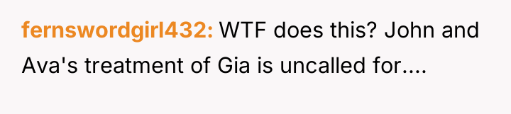 fernswordgirl432 WTF does this? John and Ava's treatment of Gia...