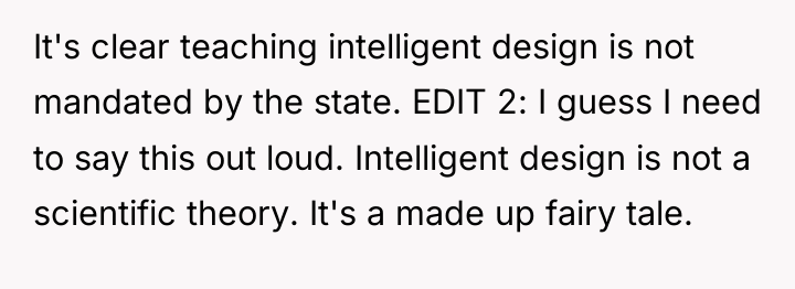 It's clear teaching intelligent design is not mandated by the...
