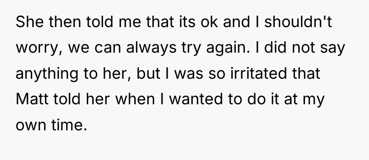 She then told me that its ok and I shouldn't...