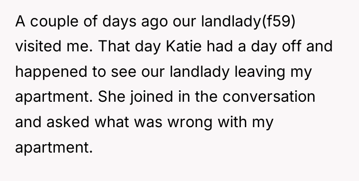 A couple of days ago our landlady(f59) visited me. That...