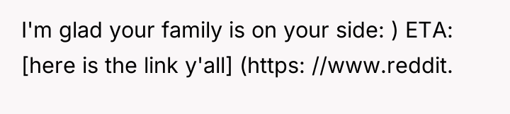 I'm glad your family is on your side: ) ETA:...