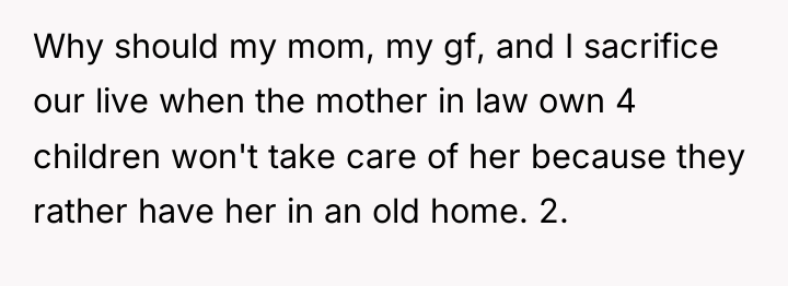 Why should my mom, my gf, and I sacrifice our...