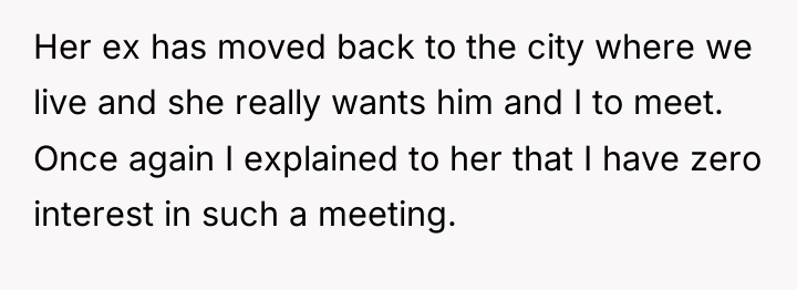 Her ex has moved back to the city where we...