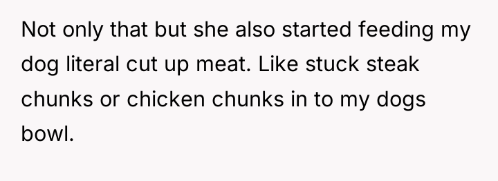 Not only that but she also started feeding my dog...
