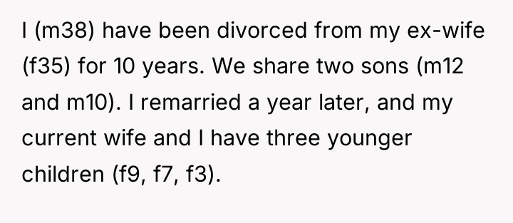 I (m38) have been divorced from my ex-wife (f35) for...