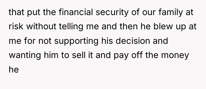 that put the financial security of our family at risk...