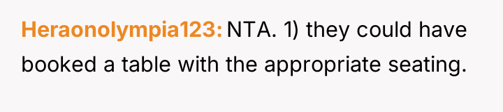 Heraonolympia123 NTA. 1) they could have booked a table with...