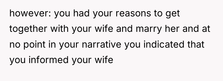 however: you had your reasons to get together with your...