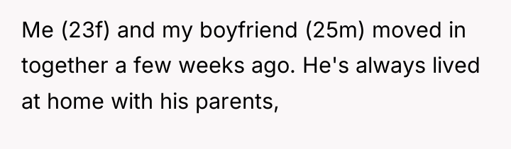 Me (23f) and my boyfriend (25m) moved in together a...