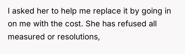 I asked her to help me replace it by going...