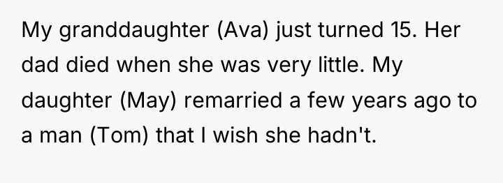 My granddaughter (Ava) just turned 15. Her dad died when...