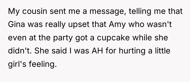 My cousin sent me a message, telling me that Gina...