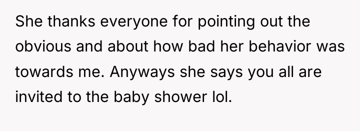 She thanks everyone for pointing out the obvious and about...