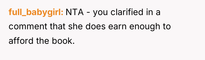 full_babygirl NTA - you clarified in a comment that she...