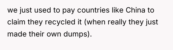 we just used to pay countries like China to claim...