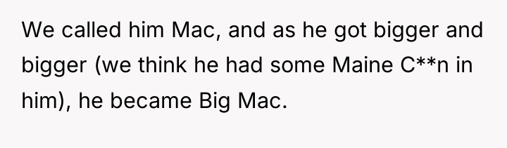 We called him Mac, and as he got bigger and...