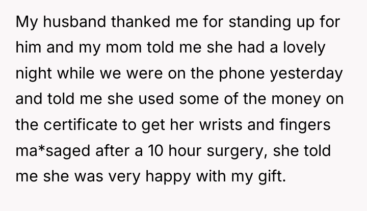 My husband thanked me for standing up for him and...
