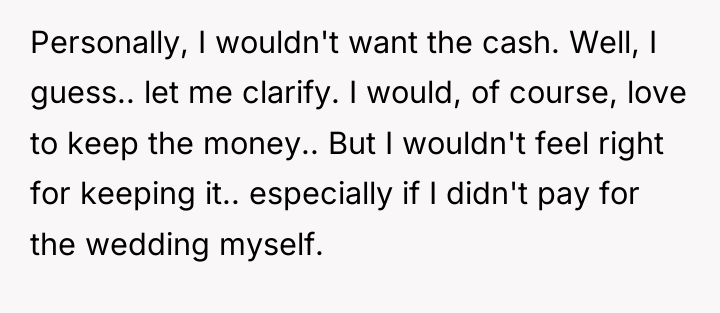Personally, I wouldn't want the cash. Well, I guess.. let...