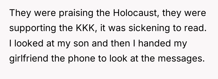 They were praising the Holocaust, they were supporting the KKK,...
