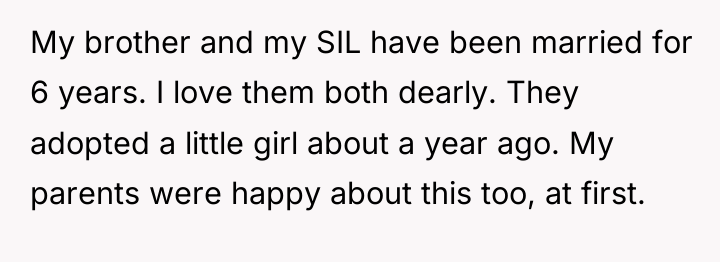 My brother and my SIL have been married for 6...