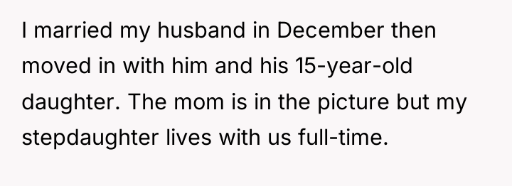 I married my husband in December then moved in with...