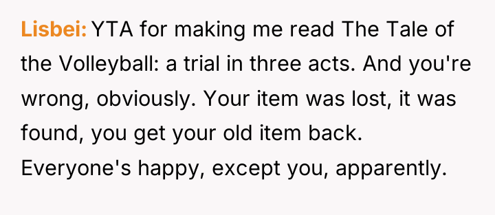 Lisbei YTA for making me read The Tale of the...