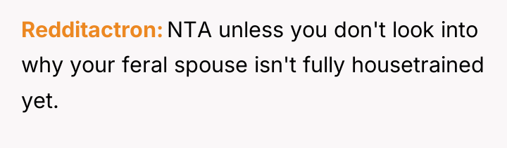 Redditactron NTA unless you don't look into why your feral...
