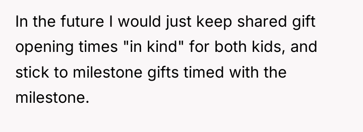 In the future I would just keep shared gift opening...