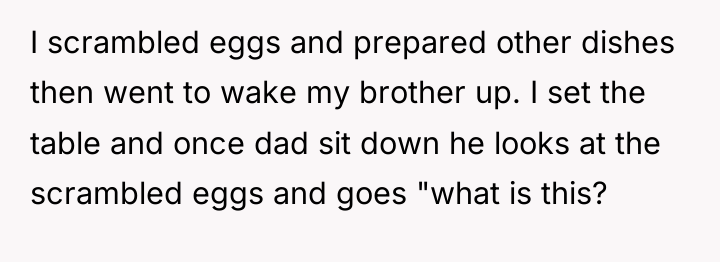 I scrambled eggs and prepared other dishes then went to...