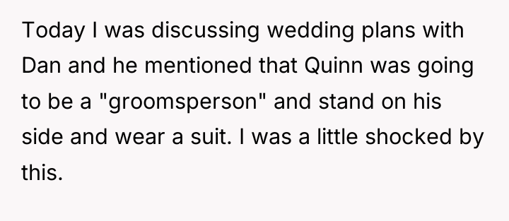Today I was discussing wedding plans with Dan and he...