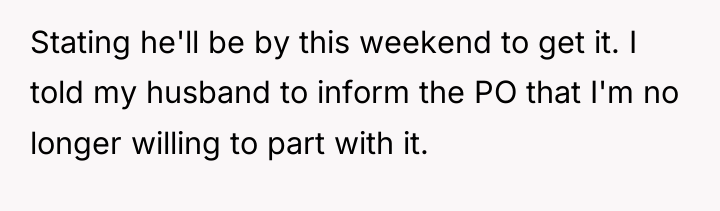 Stating he'll be by this weekend to get it. I...