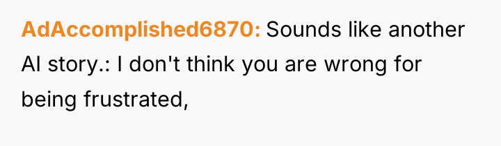 AdAccomplished6870 Sounds like another AI story.: I don't think you...
