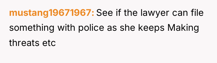 mustang19671967 See if the lawyer can file something with police...