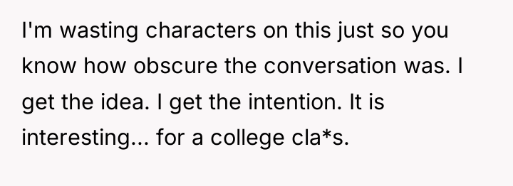 I'm wasting characters on this just so you know how...