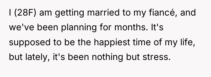 I (28F) am getting married to my fiancé, and we've...