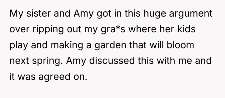 My sister and Amy got in this huge argument over...