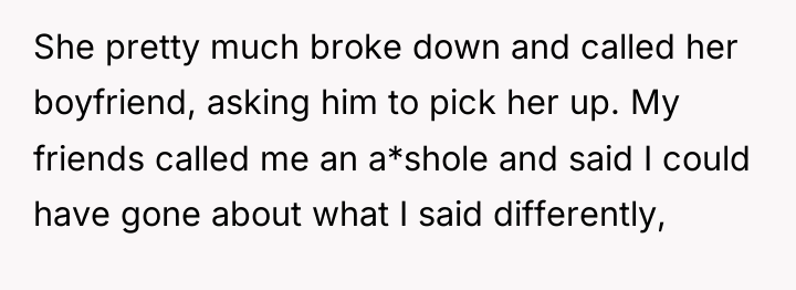 She pretty much broke down and called her boyfriend, asking...
