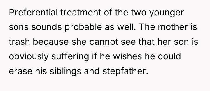Preferential treatment of the two younger sons sounds probable as...