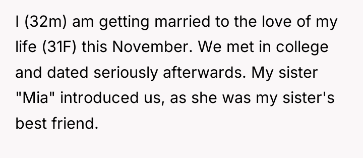 I (32m) am getting married to the love of my...