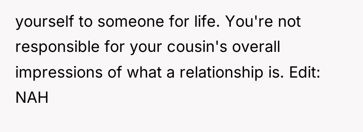 yourself to someone for life. You're not responsible for your...
