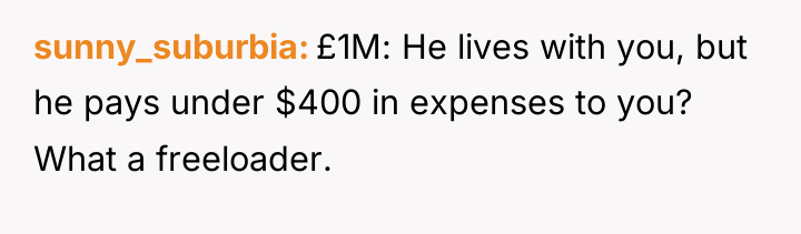 sunny_suburbia £1M: He lives with you, but he pays under...